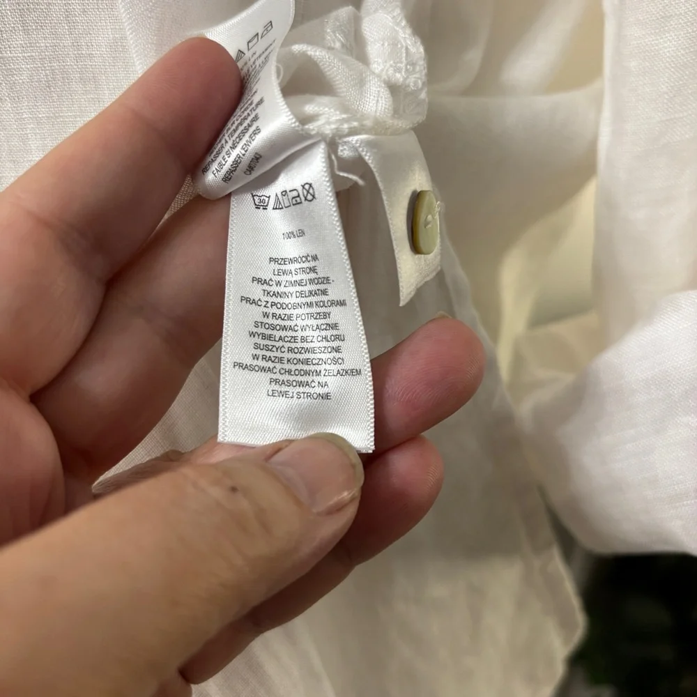 TAHARI 100% Linen White Button Down Shirt - Picture 5 of 14